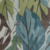 3' X 5' Ivory Blue And Green Botanical Leaves Area Rug