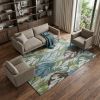 8' X 11' Ivory Blue And Green Tropical Botanical Area Rug