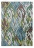 8' X 11' Ivory Blue And Green Tropical Botanical Area Rug