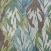 8' X 11' Ivory Blue And Green Tropical Botanical Area Rug