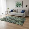 5' X 8' Gray Teal And Green Botanical Leaves Area Rug