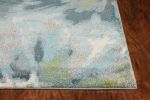 5' X 8' Teal Ivory And Gray Floral Area Rug