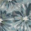 5' X 8' Teal Ivory And Gray Floral Area Rug