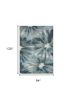 8' X 11' Teal Ivory And Gray Floral Area Rug
