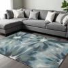 10' X 13' Teal Ivory And Gray Floral Area Rug