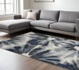 8' X 11' Ivory And Blue Floral Area Rug
