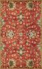 7' Rust Beige And Gray Wool Floral Medallion Hand Tufted Runner Rug