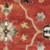 7' Rust Beige And Gray Wool Floral Medallion Hand Tufted Runner Rug