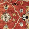 7' Rust Beige And Gray Wool Floral Medallion Hand Tufted Runner Rug