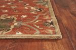 3' X 5' Rust Beige And Gray Wool Floral Medallion Hand Tufted Area Rug