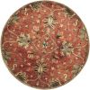6' Rust Beige And Gray Wool Floral Medallion Hand Tufted Round Rug