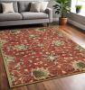 5' X 8' Rust Beige And Gray Wool Floral Medallion Hand Tufted Area Rug