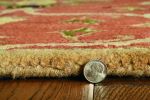 8' X 11' Sienna Gold And Green New Zealand Lambs Wool Floral Vines Hand Tufted Area Rug