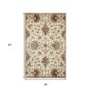 3' X 5' Champagne Red And Brown New Zealand Lambs Wool Floral Medallion Hand Tufted Area Rug