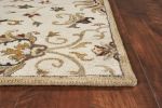 3' X 5' Champagne Red And Brown New Zealand Lambs Wool Floral Medallion Hand Tufted Area Rug