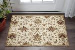 3' X 5' Champagne Red And Brown New Zealand Lambs Wool Floral Medallion Hand Tufted Area Rug