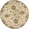 5' Champagne Red And Brown Wool Floral Medallion Hand Tufted Round Rug