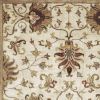 5' Champagne Red And Brown Wool Floral Medallion Hand Tufted Round Rug