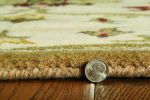 5' Champagne Red And Brown Wool Floral Medallion Hand Tufted Round Rug