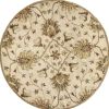 5' Champagne Red And Brown Wool Floral Medallion Hand Tufted Round Rug