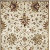 5' X 8' Champagne Red And Brown New Zealand Lambs Wool Floral Medallion Hand Tufted Area Rug