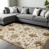 9' X 13' Champagne Red And Brown Wool Floral Medallion Hand Tufted Area Rug