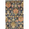 3' X 5' Navy Blue Orange And Brown New Zealand Lambs Wool Medallion Hand Tufted Area Rug