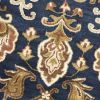 6' Navy Blue Orange And Brown Wool Medallion Hand Tufted Round Rug