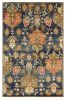 8' X 11' Navy Blue Orange And Brown New Zealand Lambs Wool Medallion Hand Tufted Area Rug