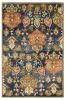 9' X 13' Navy Blue Orange And Brown Wool Medallion Hand Tufted Area Rug