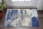 3' X 5' Blue Ivory And Gray Abstract Area Rug