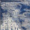 3' X 5' Blue Ivory And Gray Abstract Area Rug
