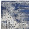 8' X 10' Blue Ivory And Gray Abstract Shag Area Rug