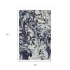 3' X 5' Blue And Ivory Abstract Area Rug