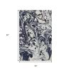 5' X 7' Blue And Ivory Abstract Area Rug