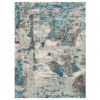 5' X 8' Ivory And Teal Abstract Area Rug