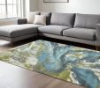 7' X 10' Teal Gray And Green Abstract Area Rug