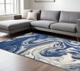 8' X 10' Blue And Beige Abstract Shag Area Rug