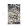 5' X 8' Ivory Black And Gray Abstract Area Rug