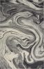 7' X 9' Ivory Black And Gray Abstract Shag Area Rug