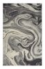 7' X 9' Ivory Black And Gray Abstract Shag Area Rug
