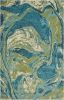 8' X 10' Teal And Beige Abstract Shag Area Rug