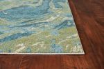 8' X 10' Teal And Beige Abstract Shag Area Rug
