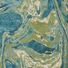 8' X 10' Teal And Beige Abstract Shag Area Rug