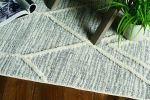 8' Gray and Ivory Abstract Runner Rug