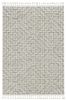 8' Ivory And Gray Geometric Runner Rug With Fringe