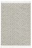 8' Ivory And Gray Geometric Runner Rug With Fringe