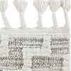 9' X 13' Gray And Ivory Geometric Area Rug With Fringe