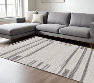 12' X 15' Gray and Ivory Abstract Area Rug