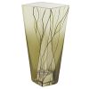 8" Green Cylinder Crystal Glass Table Vase